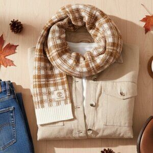 Timberland Plaid Knit Scarf Brown White T101808
